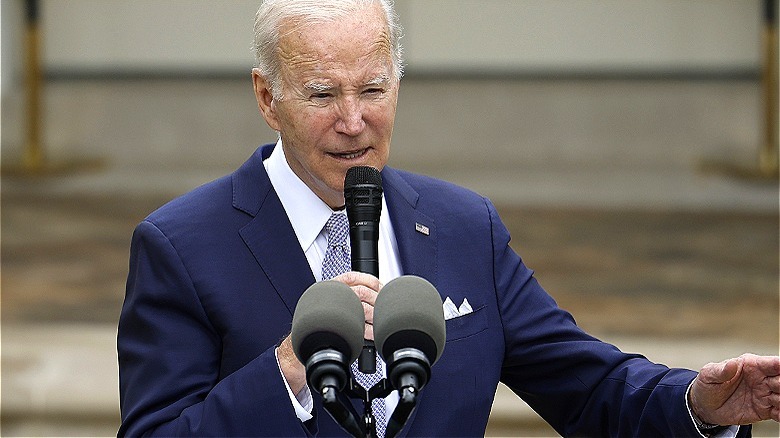 President Biden speaking at podium