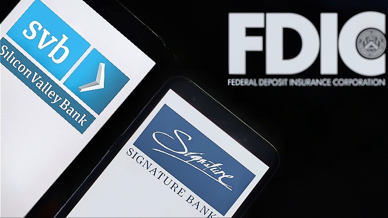 SVB, Signature Bank, FDIC logos