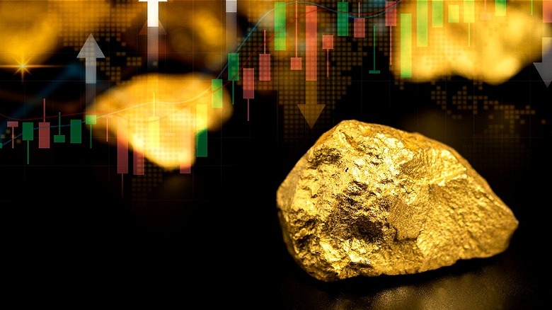 Gold ore and graph graphic