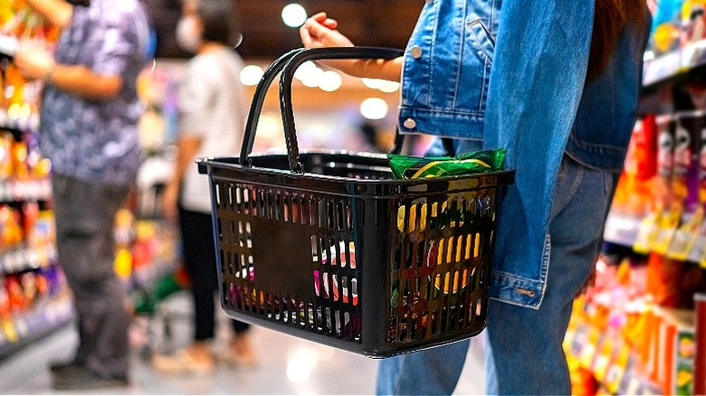 Woman shopping at grocery store