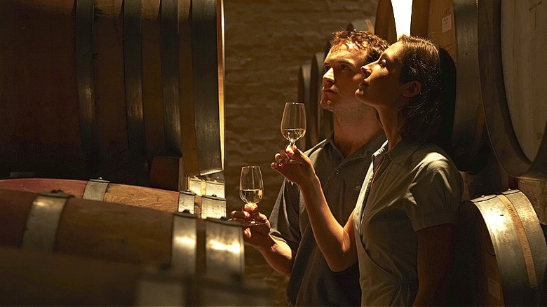 Young couple in tasting room