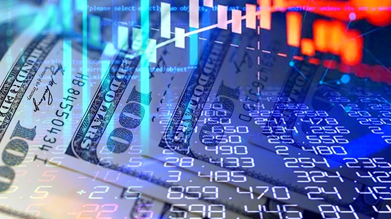 $100 bills with stock chart overlay