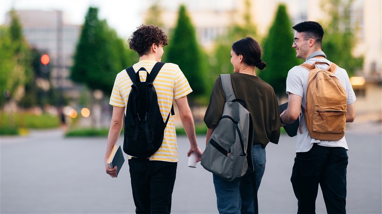 College students walking on campus