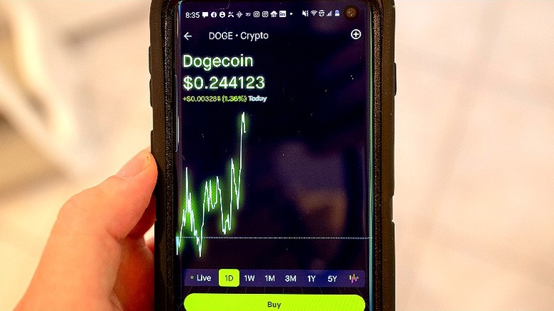 Dogecoin price tracking on smartphone