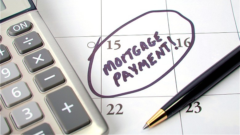 Calendar with mortgage payment reminder