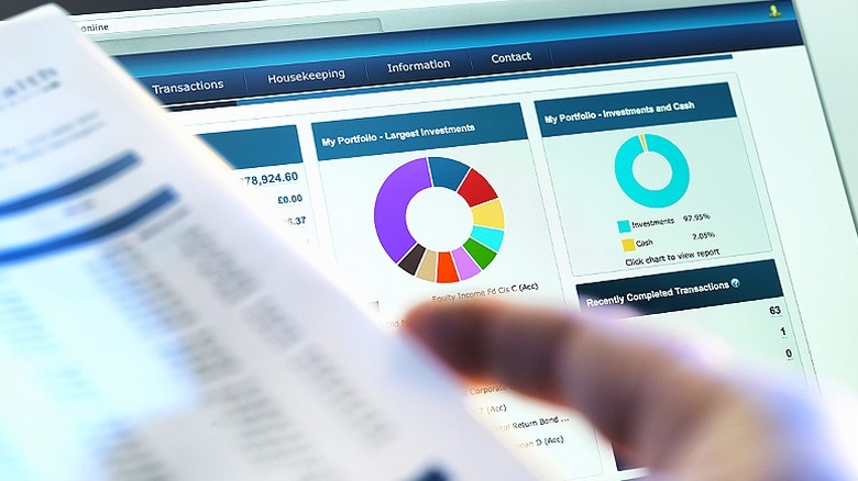 Focus on a portfolio chart on a laptop computer screen