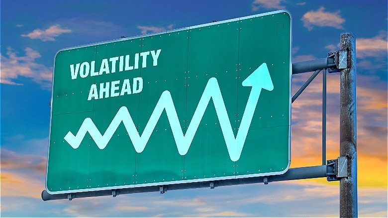 Road sign reading volatility ahead