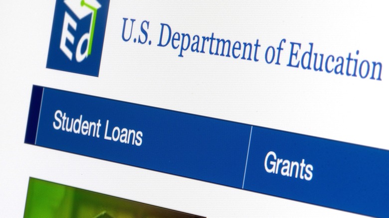 Department of Education loan website