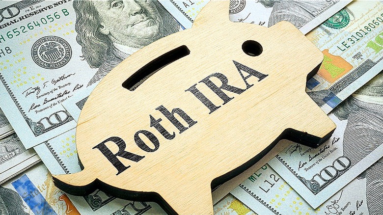 Roth IRA block, $100 bills