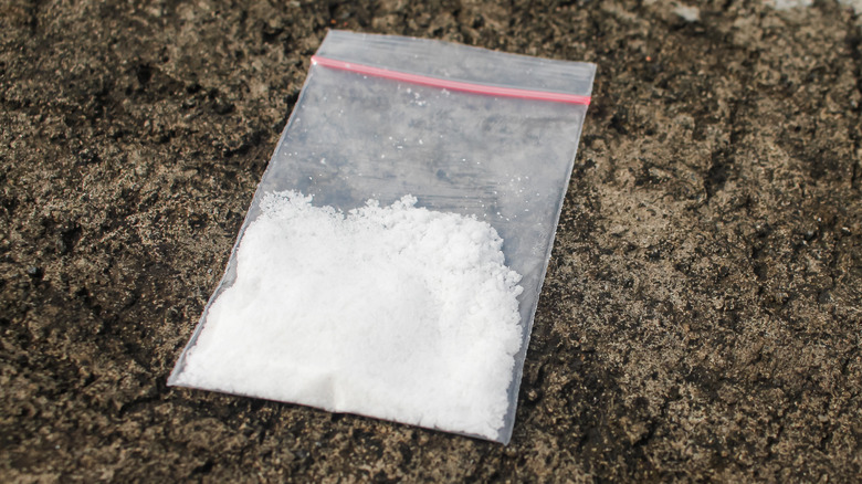 A bag of cocaine on marble