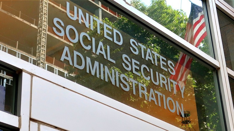 Sign above door of the Social Security Administration office in Washington, DC