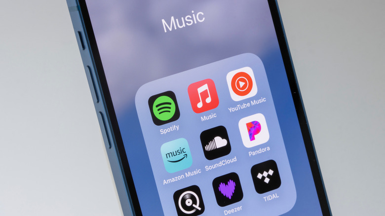 Music apps on a smartphone screen