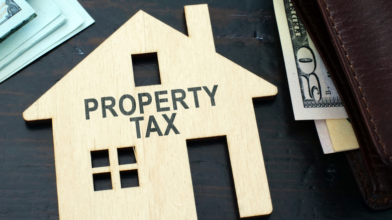 "Property Tax" on wood-house cutout