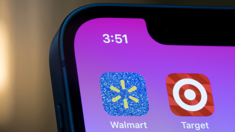 Walmart and Target apps on iPhone screen