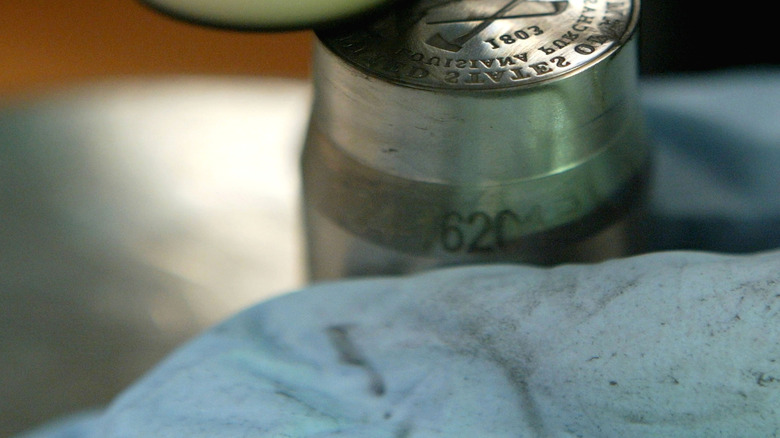 Closeup on a pair of U.S. coin dies.