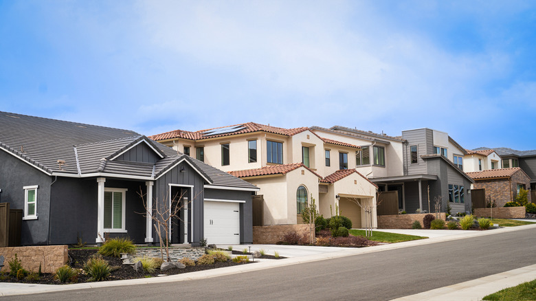 Suburban houses in a row