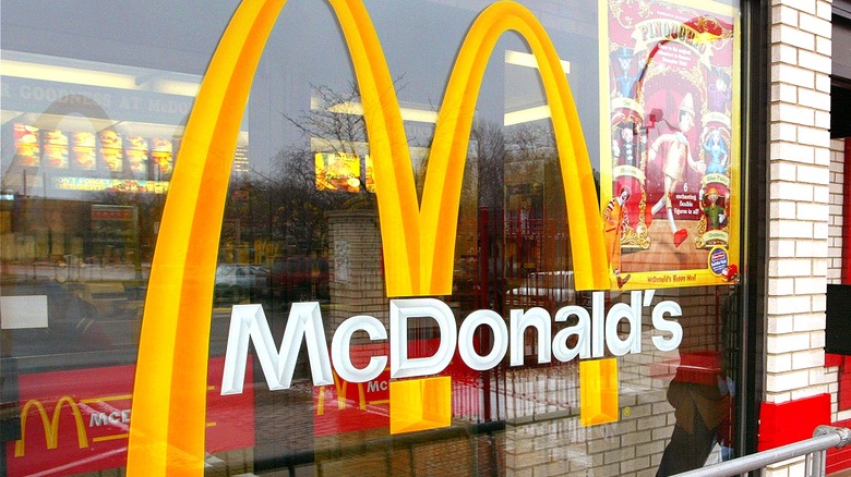 McDonalds restaurant sign in window