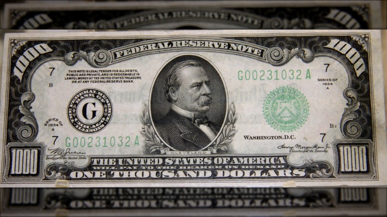 The $1,000 bill featuring Grover Cleveland