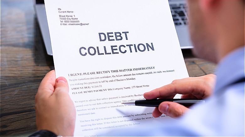 "Debt Collection" printed on paper