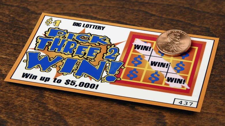 A lottery ticket and penny