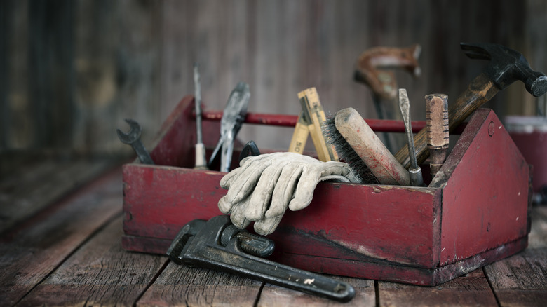 vintage tools in toolbox