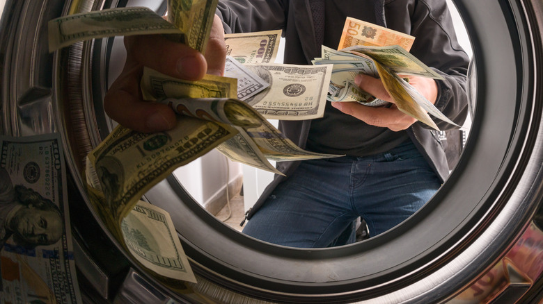 money inside washing machine