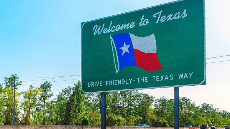 Welcome to Texas road sign